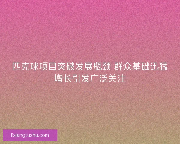 匹克球项目突破发展瓶颈 群众基础迅猛增长引发广泛关注